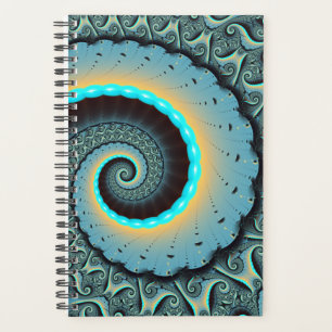 Agenda Arte fractal espiral azul turquesa laranja abstrat