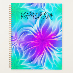 Agenda Arte fractal fluorescente cor-de-rosa verde-plana