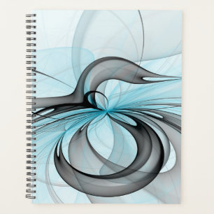 Agenda Arte Fractal Moderna Abstrata Antracite Cinza Azul