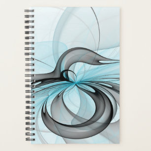 Agenda Arte Fractal Moderna Azul Cinza Antracito Abstrato