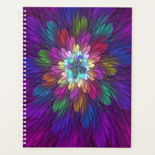Agenda Arte frontal Abstrato de Flor Psicodélica Colorid