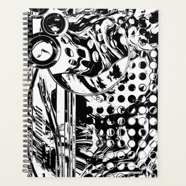 Agenda Arte Geométrica Preto e Branco 20 (Frente)