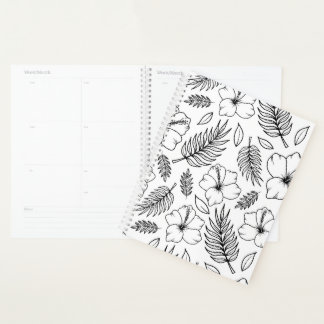 Agenda Arte Gráfica de Linha de Hibisco Tropical