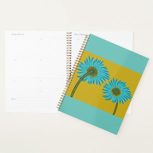 Agenda Arte Margarida Azul Negrito em Fundo Amarelo de Mo
