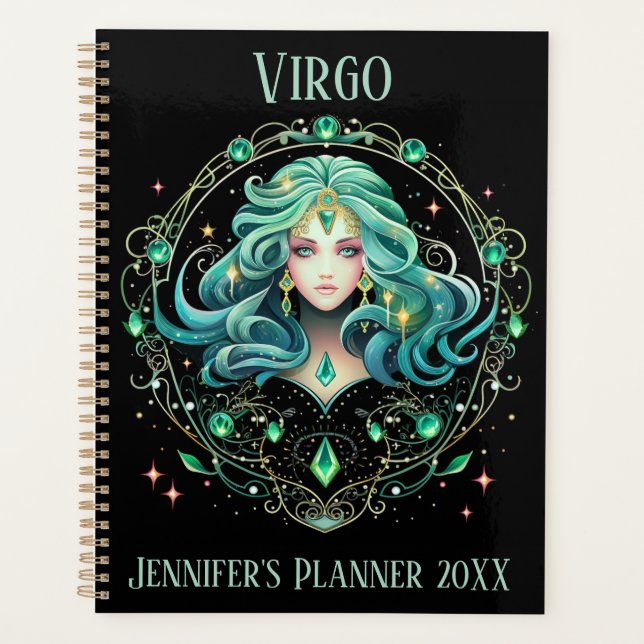 Agenda Arte Místico do Zodíaco de Virgem  (Frente)