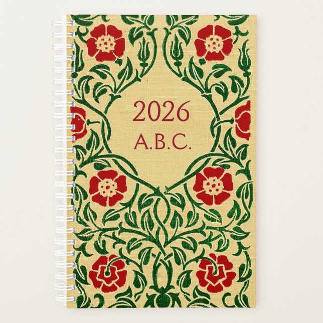 Agenda Arte Nouveau Rosa Data Planner 2026 (Monograma) (Frente)