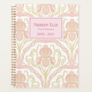 Agenda Arte Nova Floral Rosa Negócios Feminino