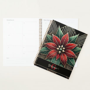 Agenda Arte Retro Personalizada Deco Poinsettia
