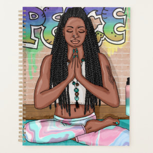 Agenda Arte Urbana Mulher Bonito que faz meditação