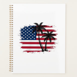 Agenda Arte vetorial de palmeira bandeira americana patri