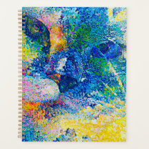 Arte vibrante de gato abstrato em impressão