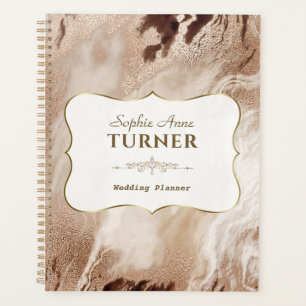 Agenda Artista de Maquiagem de Frame Dourado Marble, na m