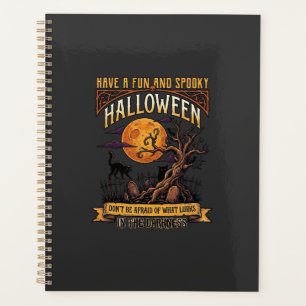 Agenda Árvore Assustadora de Halloween Lua Cheia Gato Pre
