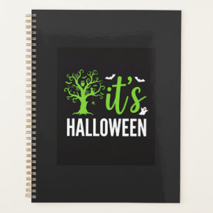 Agenda Árvore Assustadora do Halloween Morcegos Vetor Des