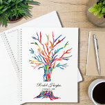 Agenda Árvore Colorida Personalizada da Vida<br><div class="desc">Este Planejador único e colorido é decorado com um design original de Árvore da Vida que foi feito em mosaico usando fragmentos de vidro de cor brilhante.
Personalize-o com seu nome e ano.
Mosaico Original © Michele Davies.</div>