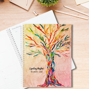 Agenda Árvore da Vida Arco-Íris Cores Nome Personalizado