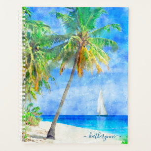 Agenda Árvore de Palm da Ilha Tropical com veleiro