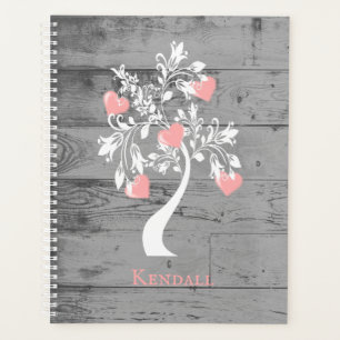 Agenda Árvore Rosa de Planner Personalizado de Corações