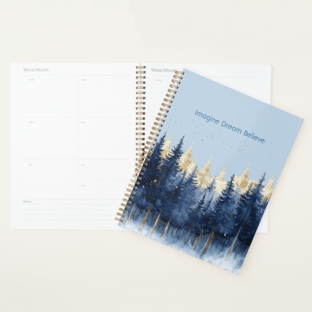 Agenda Árvores Azuis Douradas Imagine Sonho Acredite   (Exibição)