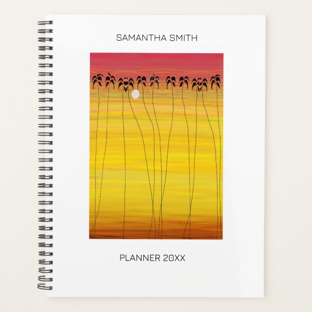 Agenda Árvores Tropicais de Verão e Cocos Silhuette (Frente)