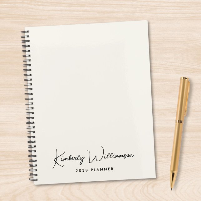 Agenda Assinatura Chic Script Monograma Negócios (Chic Signature Script Monogram Business Planner)