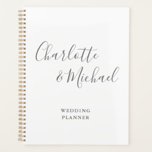 Agenda Assinatura Elegante Casamento Cinza e Branco