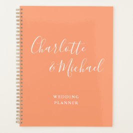 Agenda Assinatura Elegante Casamento Pêssego Script