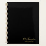 Agenda Assinatura Elegante de Script de Negócio<br><div class="desc">Um design de negócios ou escritório simplista usando fontes de script de assinatura preto e dourado. Este design também pode ser usado como um elegante design de decoração caseira minimalista. Personalize seu nome e seu próprio texto posicionados abaixo. Personalize o texto para representar seu título, profissão ou empresa. Como alternativa,...</div>