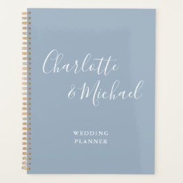 Agenda Assinatura Elegante em Pó Azul Casamento