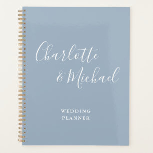 Agenda Assinatura Elegante em Pó Azul Casamento