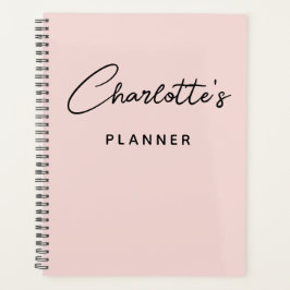 Agenda Assinatura Moderna Manuscrita Script Rosa Claro