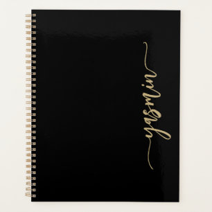 Agenda Assinatura Na moda personalizada preto Dourado