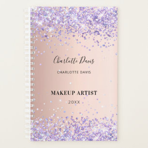 Agenda assinatura rosa gold rople glitter name