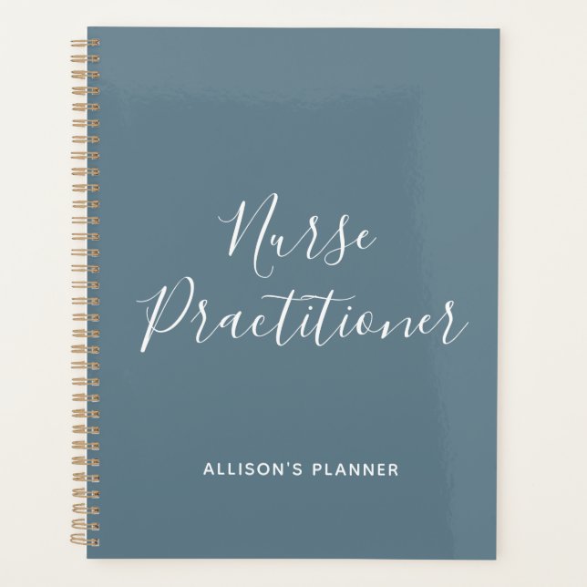 Agenda Assistente de Enfermeiro Dusty Blue Script Persona (Frente)