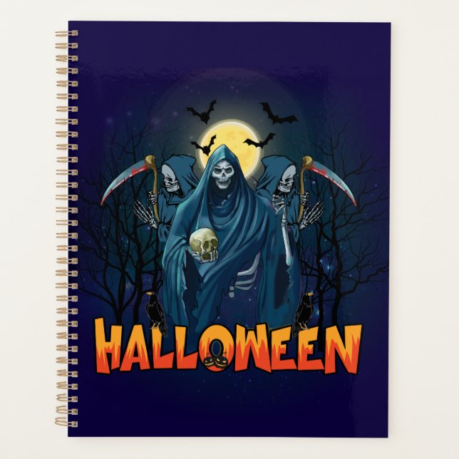 Agenda Assustador Esqueleto Noturno Halloween, Meu Humor  (Frente)
