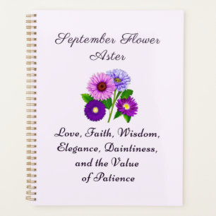 Agenda Aster de Flor do Mês de Nascimento Personalizado
