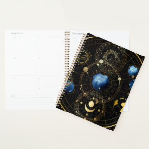 Agenda Astrologia Celestial Dourada do Veludo Negro