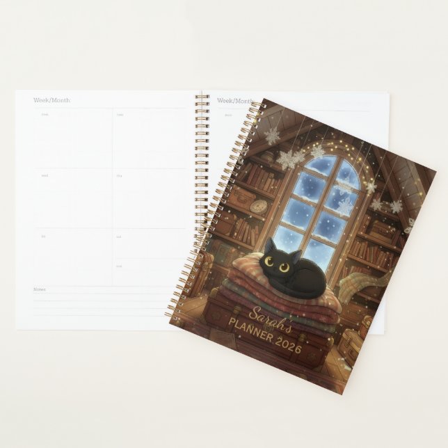 Agenda Ático Caprichoso Vintage Gato Preto (Exibição)