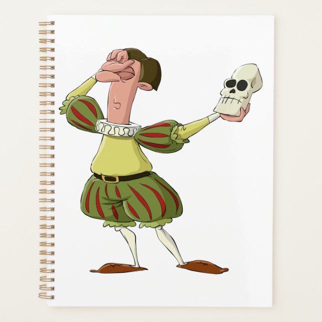 Agenda Ator engraçado de Hamlet Shakespeare segurando crâ (Frente)