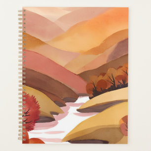Agenda Autumn Abode Paisagem em Aquarela da Folhagem de