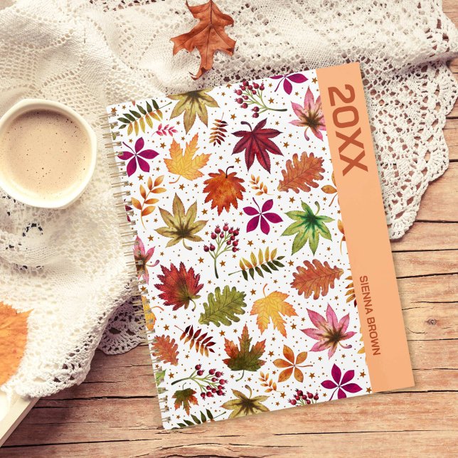 Agenda Autumn Botanic Fall Deixa Nome Planner (Autumn Botanical Rustic Fall Leaves Name Planner)