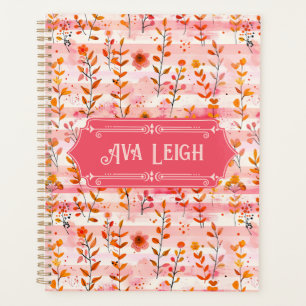 Agenda Ava Leigh Pink e Orange Watercolor Floral