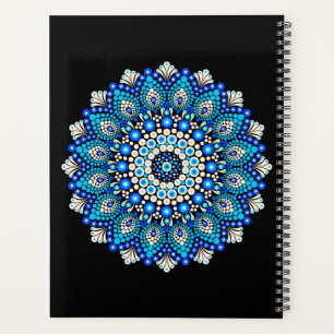 Agenda Avental com Padrão de Mandala Azul Decoração Boho