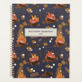 Agenda Aventura e Marshmallow de Acampamento de Fogo