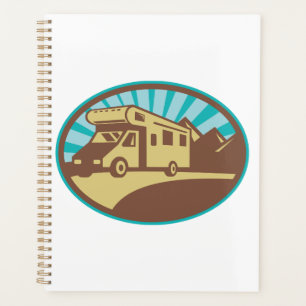 Agenda Aventura Retro de Caravana de Camping em Montanha