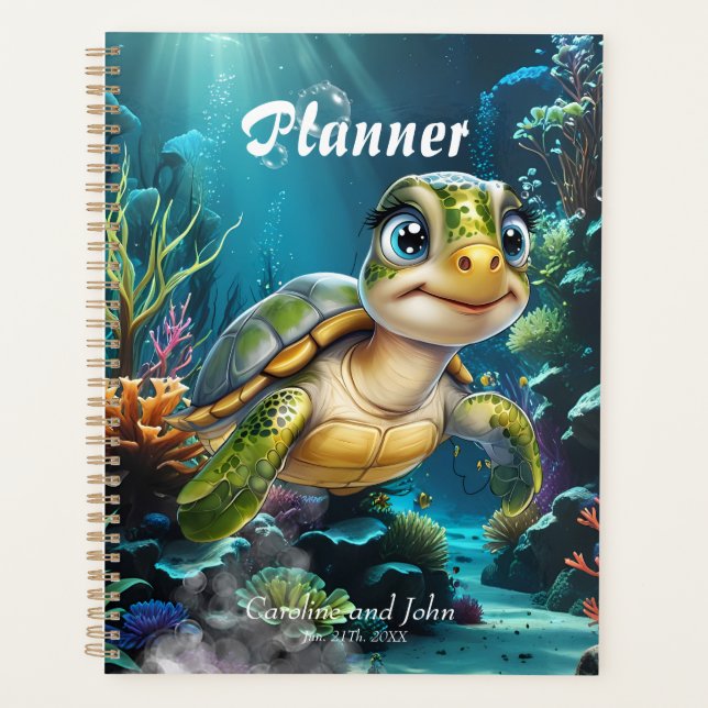 Agenda Aventuras submarinas com a tartaruga alegre. (Frente)