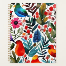 Agenda Aves florais coloridas