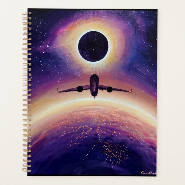 Agenda Avião em cidade de voo e eclipse (Frente)