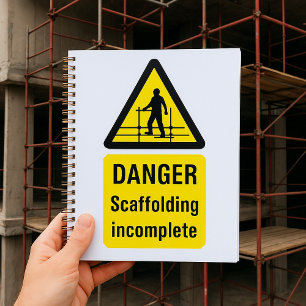 Agenda Aviso de local incompleto do Danger Scaffolding