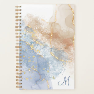 Agenda Azul abstrato, Taupe e Dourado